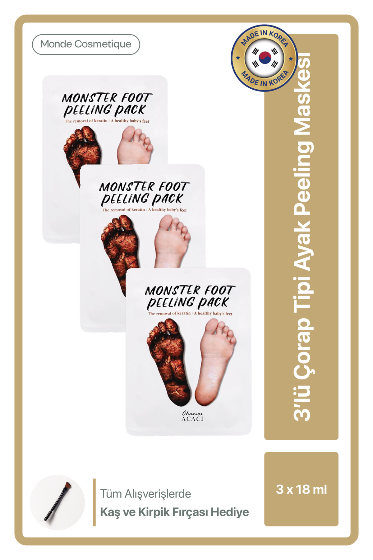 Chamos Acaci 3'lü Çorap Tipi Ayak Peeling Maskesi