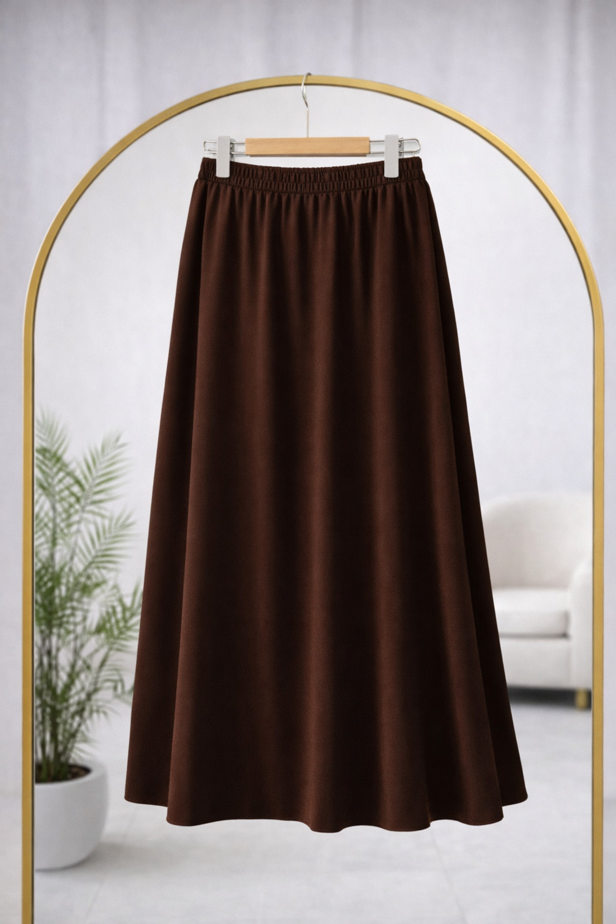 Bahar Altundemir  Kadın Beli Lastikli Yumuşak Dokulu Likralı Scuba Etek - Görsel 6