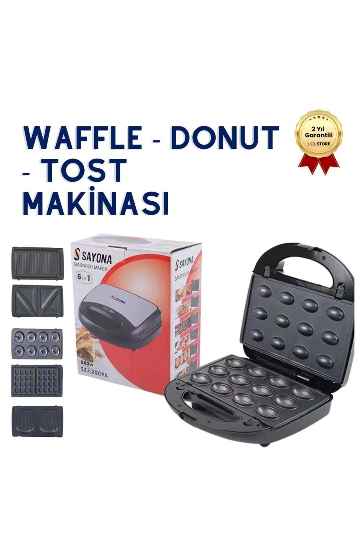 Genel Markalar 6 sı 1 arada Tost Makinası, Donut, Waffle, Ceviz Kurabiye, Sandviç Aparatlı Makina