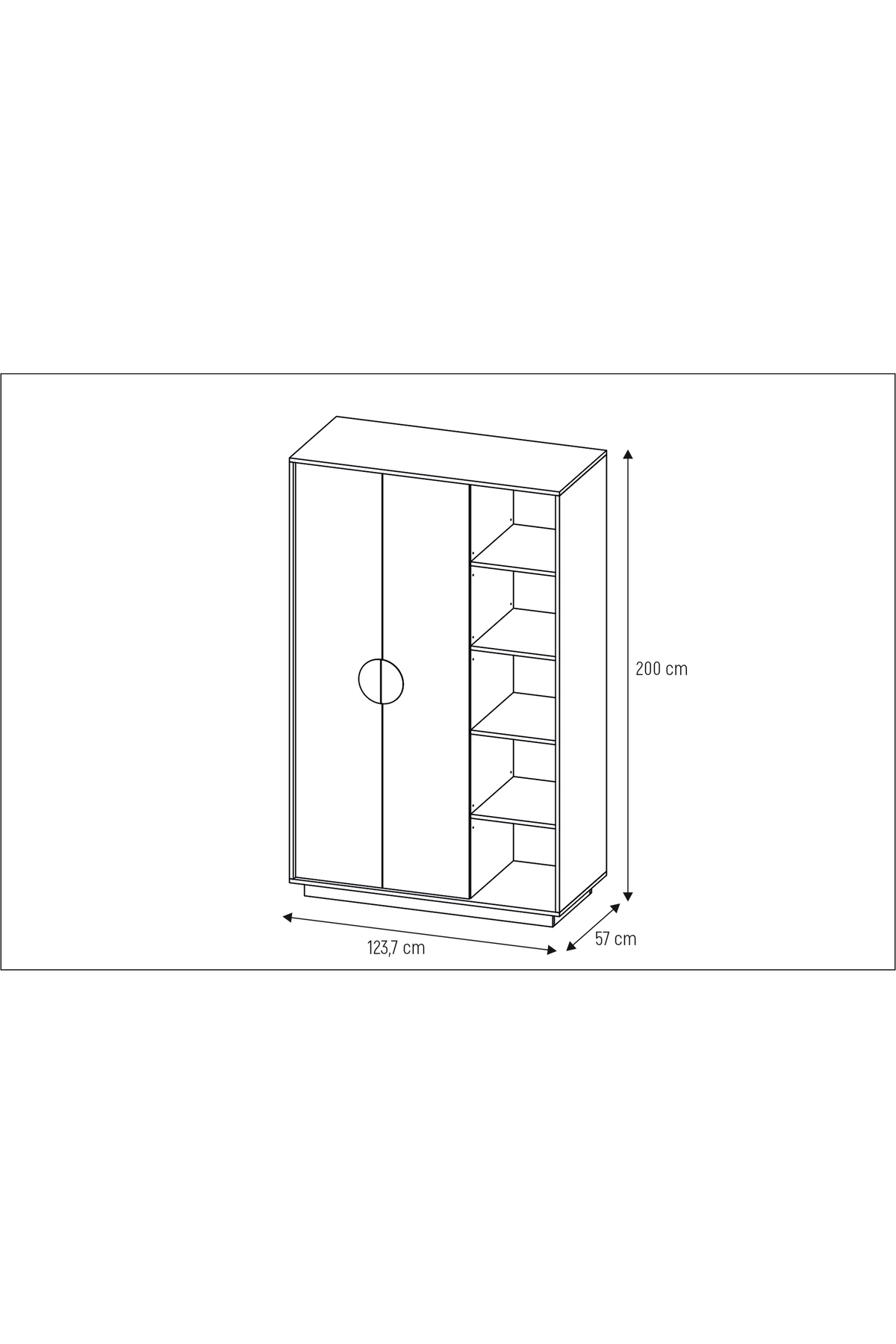 Vivense JOY GARDIROP, 2 KAPAKLI, 5 RAFLI fotoğrafı 6 (önizleme)