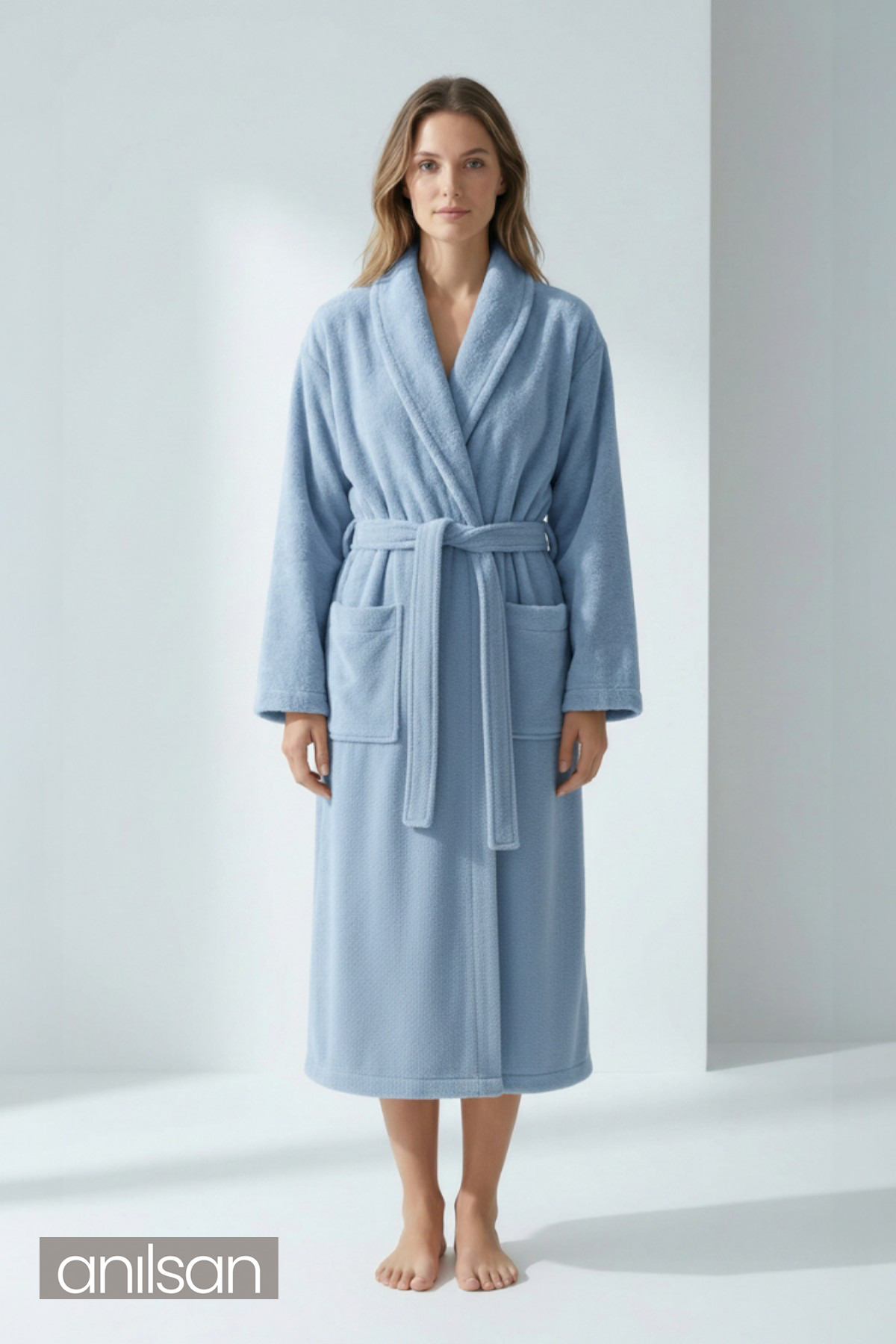 Anılsan Şalyaka Bebe Mavisi %100 Pamuk Unisex Spa Için Ideal, Günlük Kullanıma Uygun Kadın/Erkek