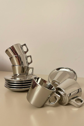 rova tr Işıl Serisi Cam Titanyum Kaplama Modern Türk & Filtre Kahve Fincanı -...