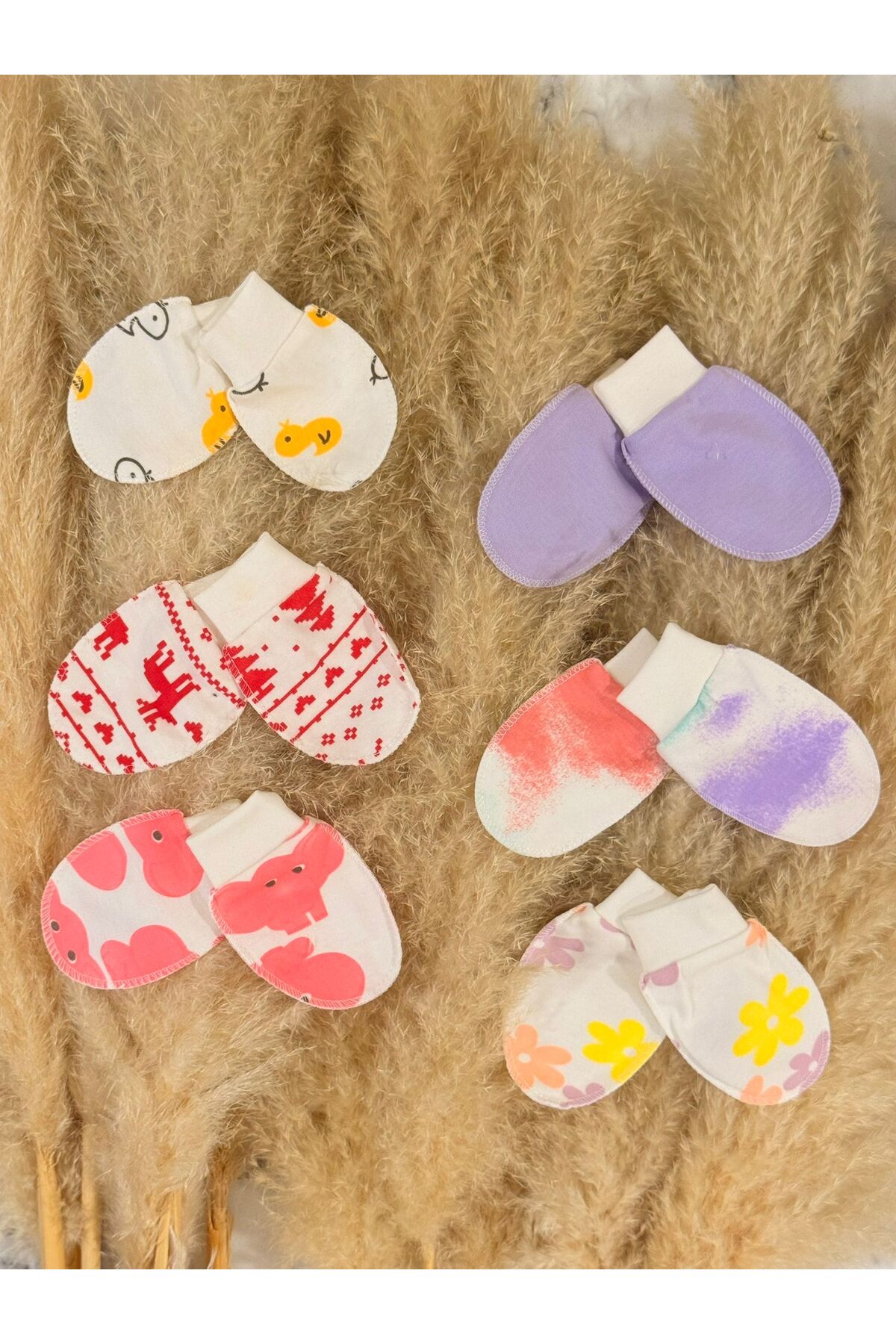 ninnigo Kız Bebek Yenidoğan Penye %100 Organik Pamuklu Bebek Eldiveni 6 Çift Set fotoğrafı 2 (önizleme)