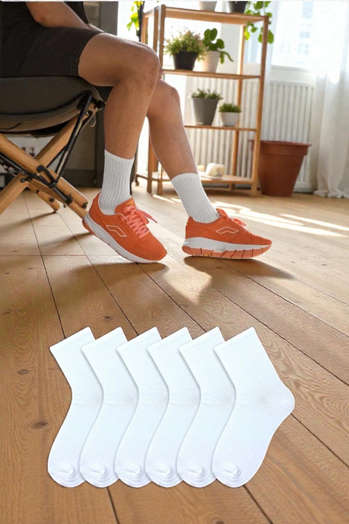 Esinti 6 Çift Erkek Kadın Beyaz Kolej Çorap Beyaz Unisex Çorap