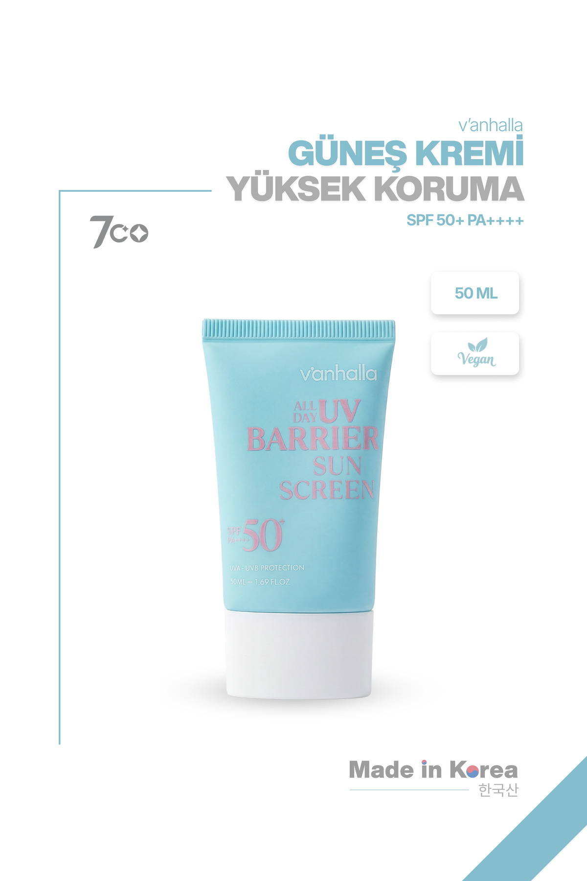v'anhalla Yüksek UV Koruma | Kırışıklık Karşıtı | Aydınlatıcı Güneş Kremi SPF50+ / PA++++ 50ml — 8809961180071