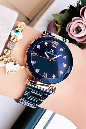 Daniel Klein Kesme Cam Su Geçirmez Taşlı Kadın Kol Saati Lacivert Renk Çelik ...