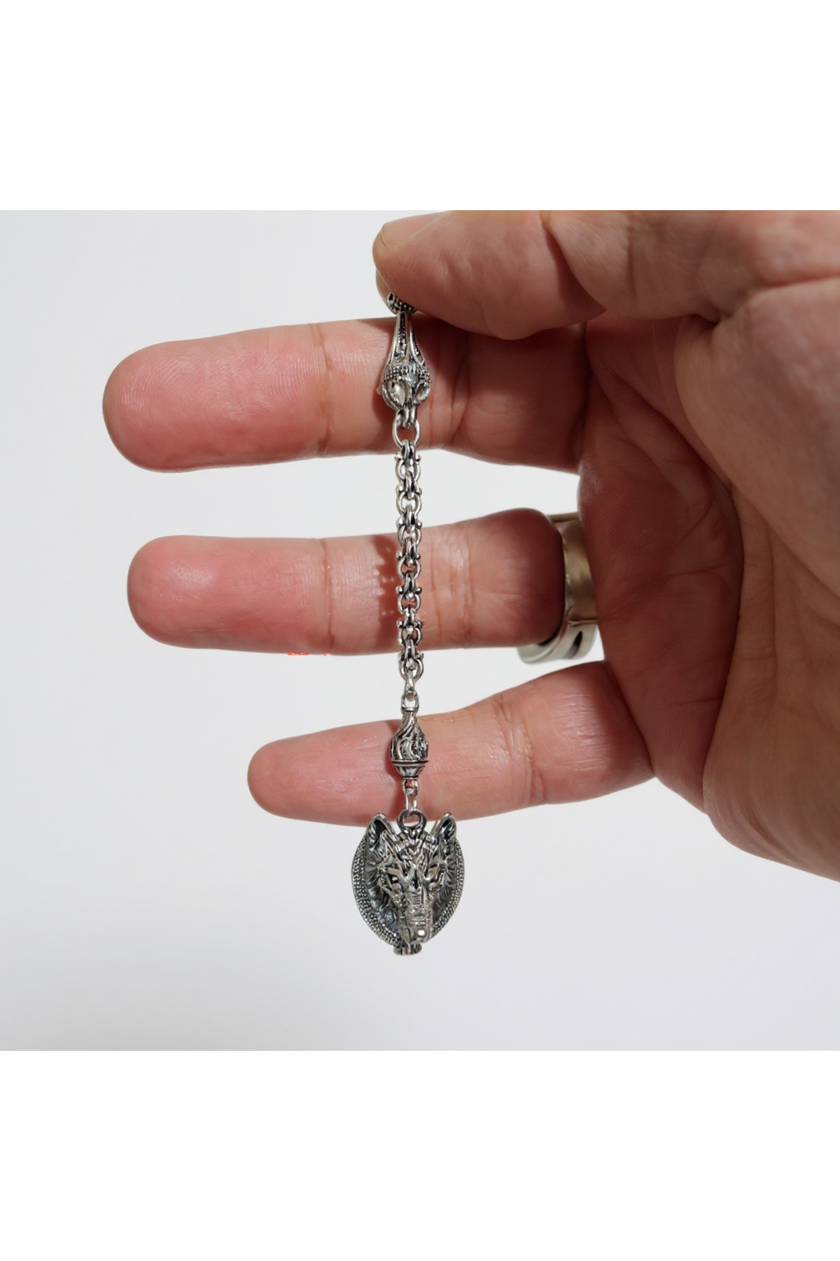 1 Suleymaniye Tassel 925 Sterling Silver Plated Albanian Chain Rosary Tassel for Bozkurt Nationalists