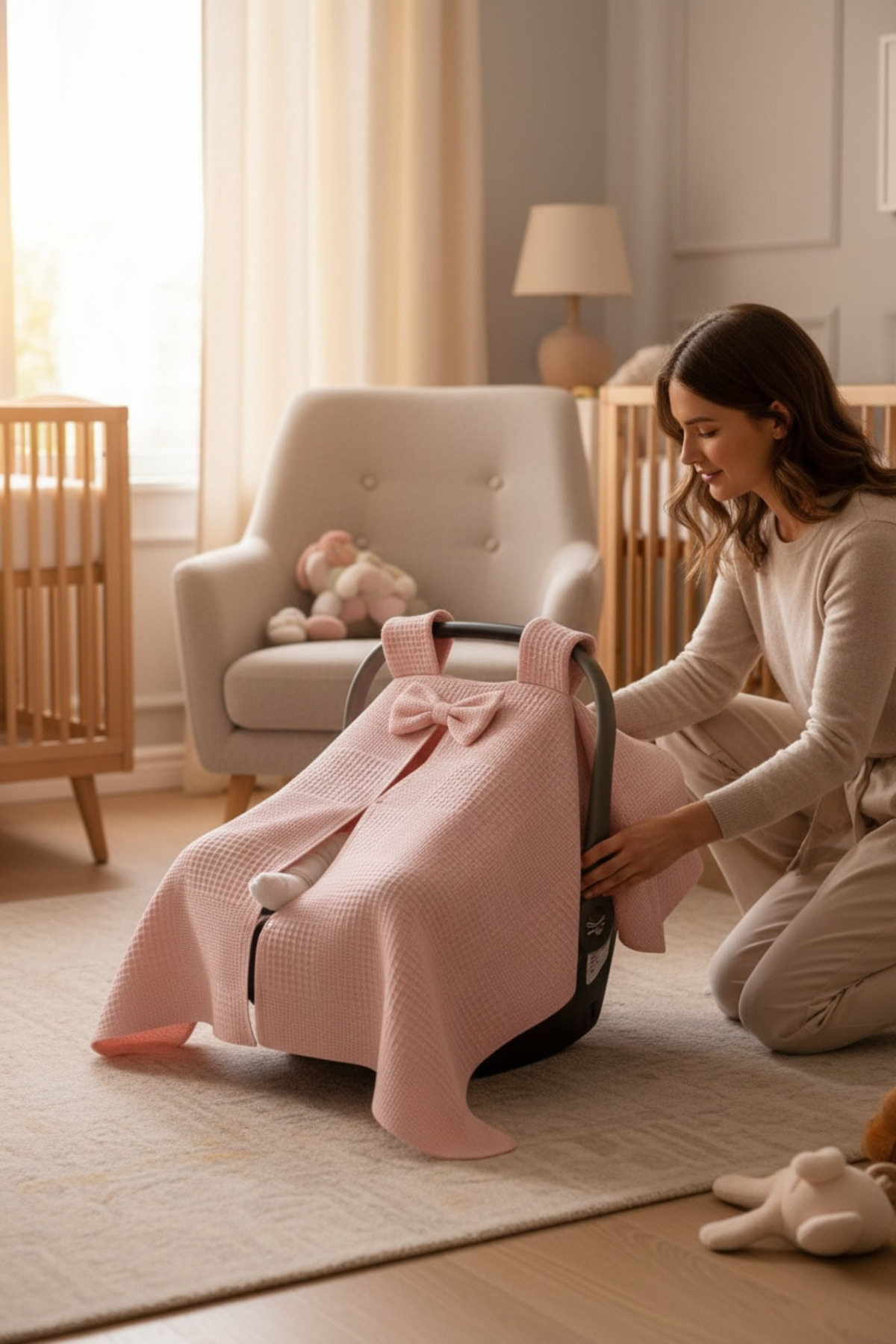 FG Store %100 Pamuk Çok Amaçlı Petek Pike Puset Örtüsü fotoğrafı 2 (önizleme)