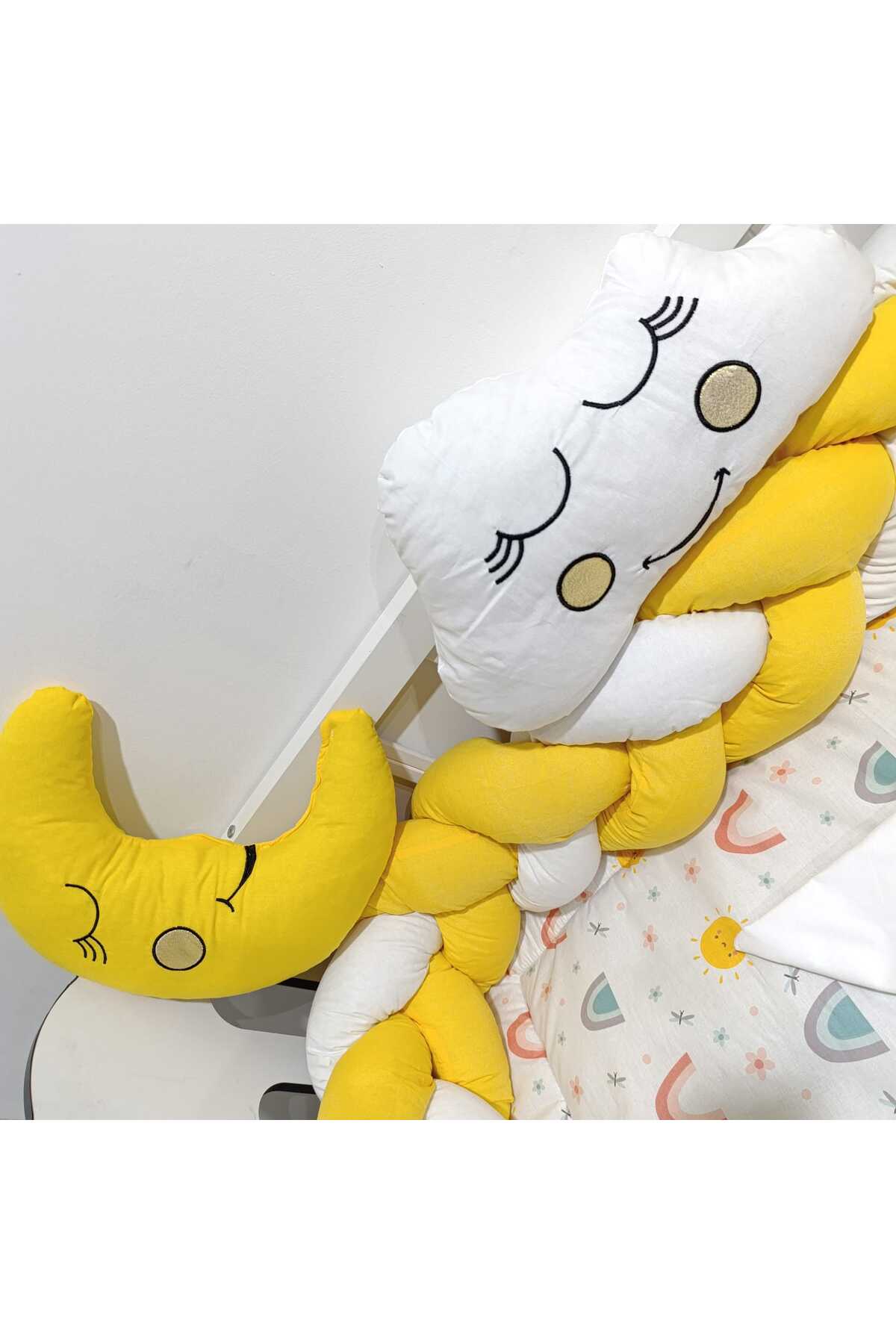 JULYA KİDS 3Lü Örgülü Kenar Koruma Süslü Yastık 7 Parça 60*120 Cm Bebek Beşik Uykuseti fotoğrafı 4 (önizleme)