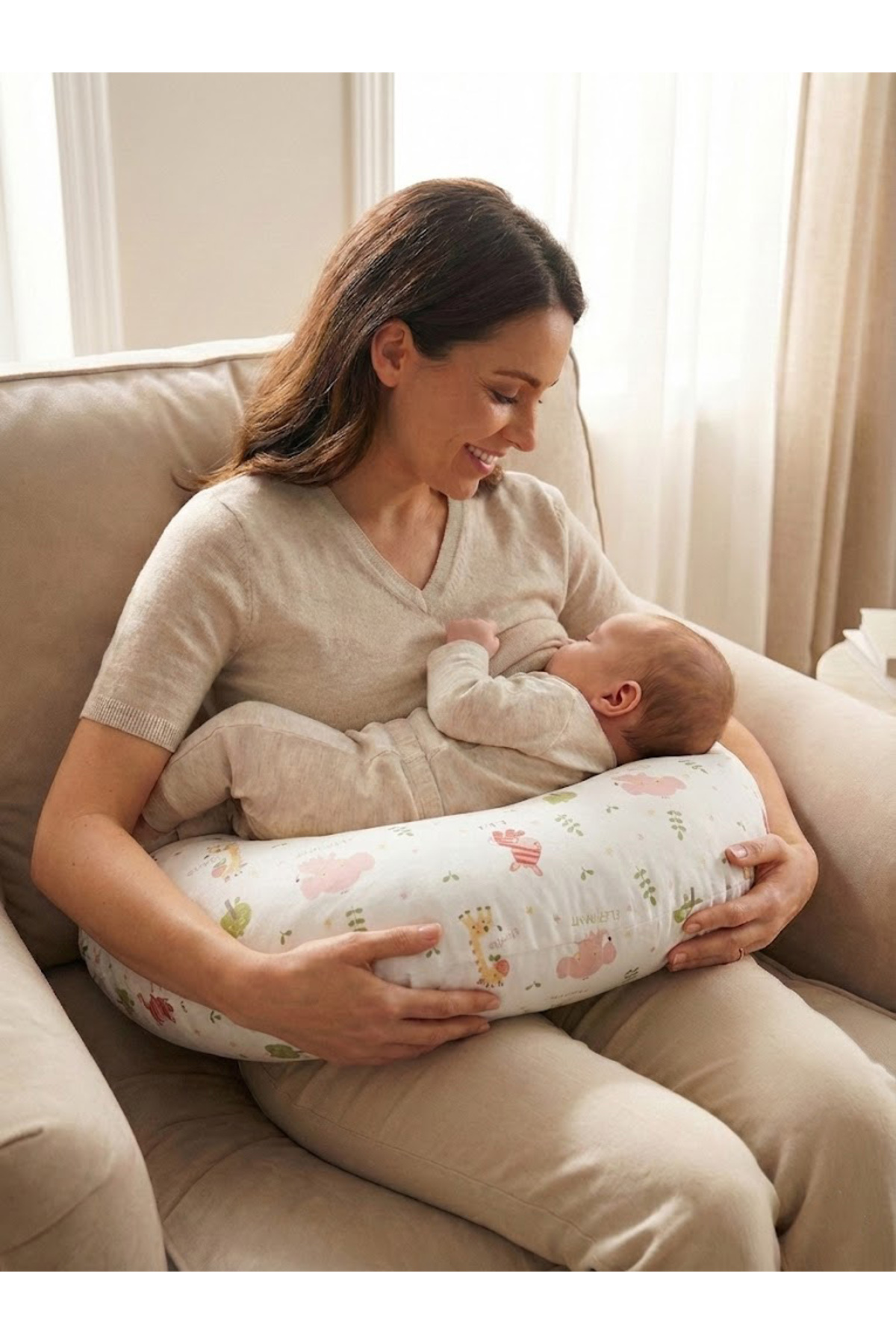 ngn collection Emzirme Yastığı, Yıkanabilir Fermuarlı Büyük Boy Bebek Destek Minderi, %100 Pamuk Hamile Destek fotoğrafı 5 (önizleme)