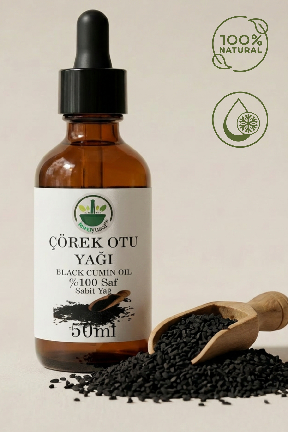 Soğuk Sıkım Çörek Otu Yağı (Çörekotu – Black Seed Oil – Black Cumin Oil) %100 Saf Doğal 50 ml — ÇTOUY50