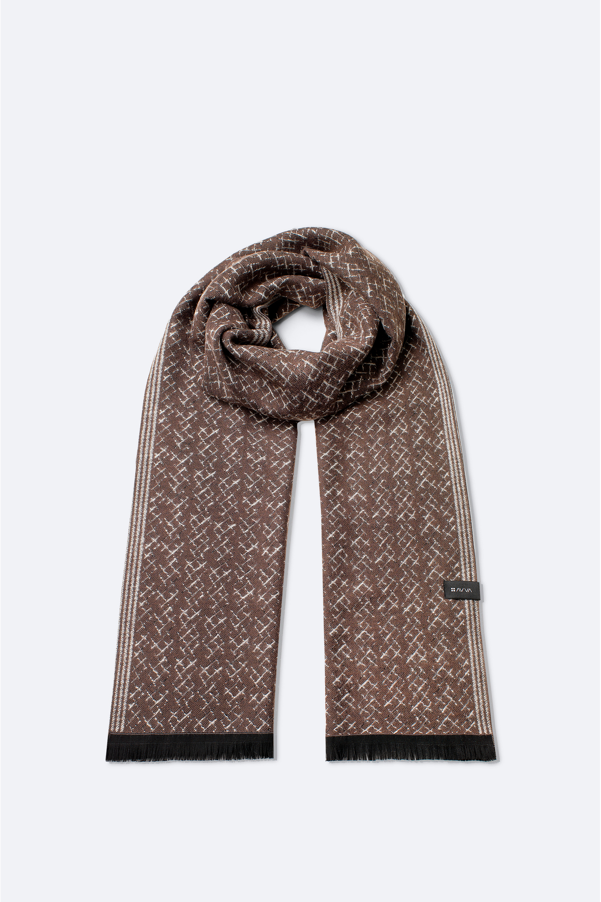 Avva Erkek Vizon Viskon Karışımlı Püsküllü Desenli Şal A42Y9403