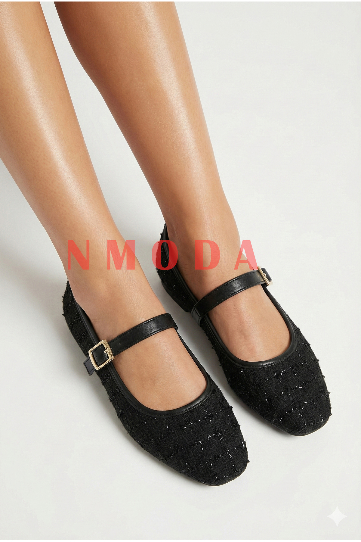 StWenn Tüvit Kumaş Mary Jane Babet Şık Tokalı Ortopedik Taban Günlük Ayakkabı