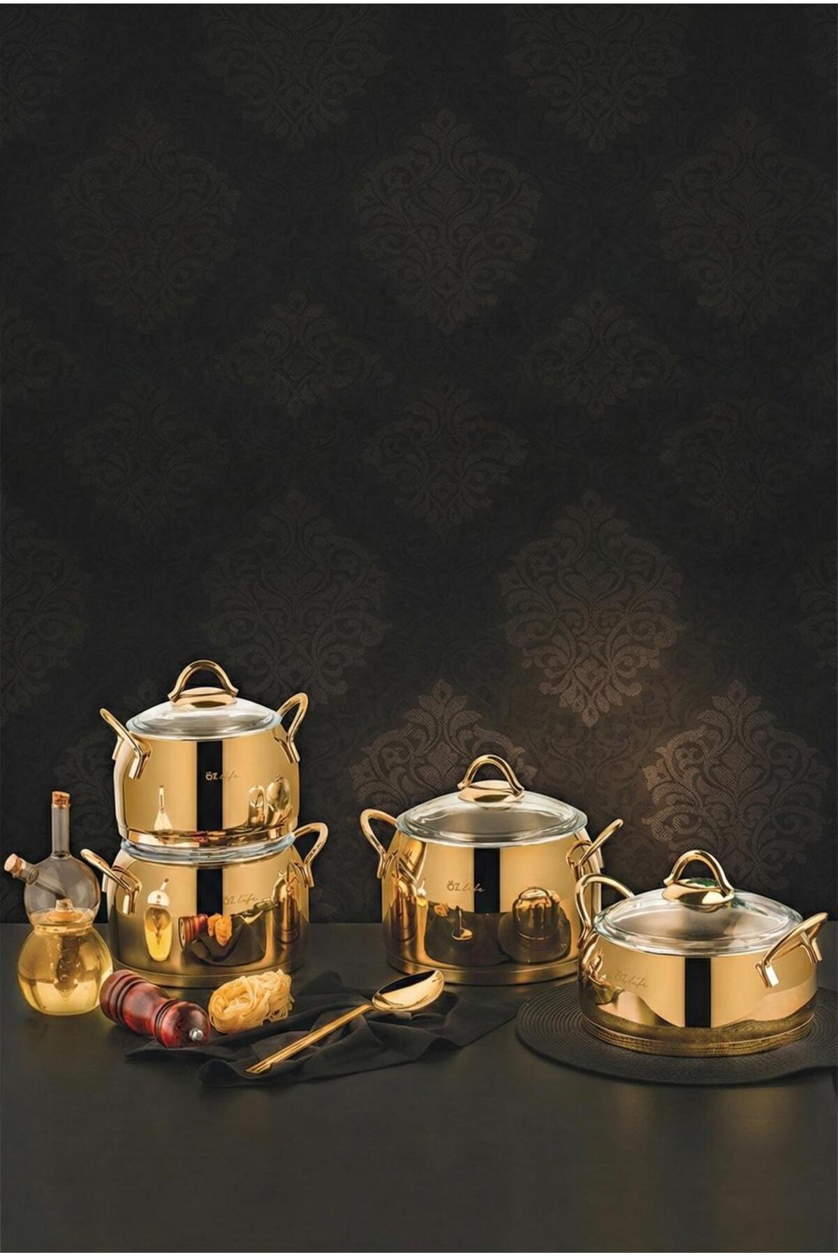 ELA 8 Prc Cookware Set Gold Titanium
