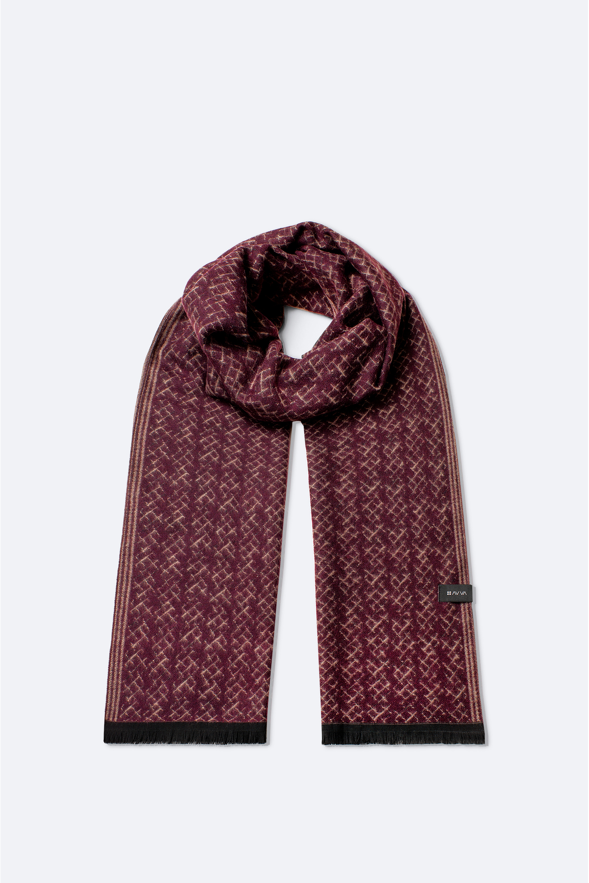 Avva Erkek Bordo Viskon Karışımlı Püsküllü Desenli Şal A42Y9403