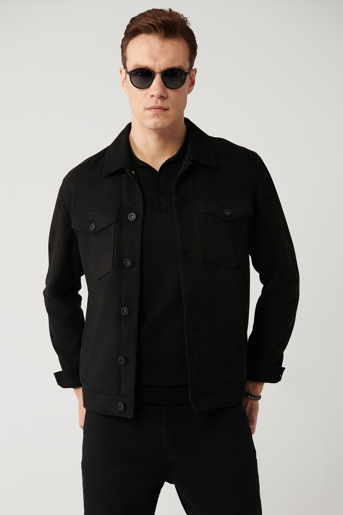 Avva  Erkek Siyah Klasik Yaka Süet Görünümlü Cepli Ceket A41Y6011