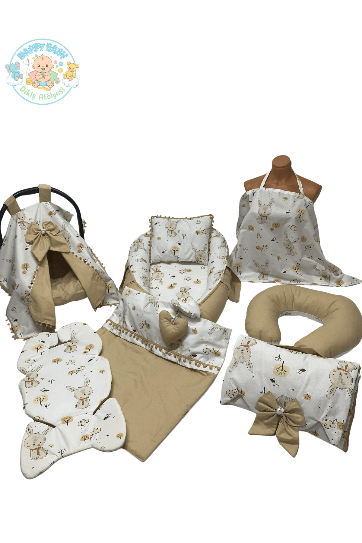 Happy Baby Dikiş Atölyesi 10’lu Babynest Puset Örtüsü Alt Açma Emzirme Yastığı Emzirme Önlüğü Ana Kucağı fotoğrafı 2 (önizleme)