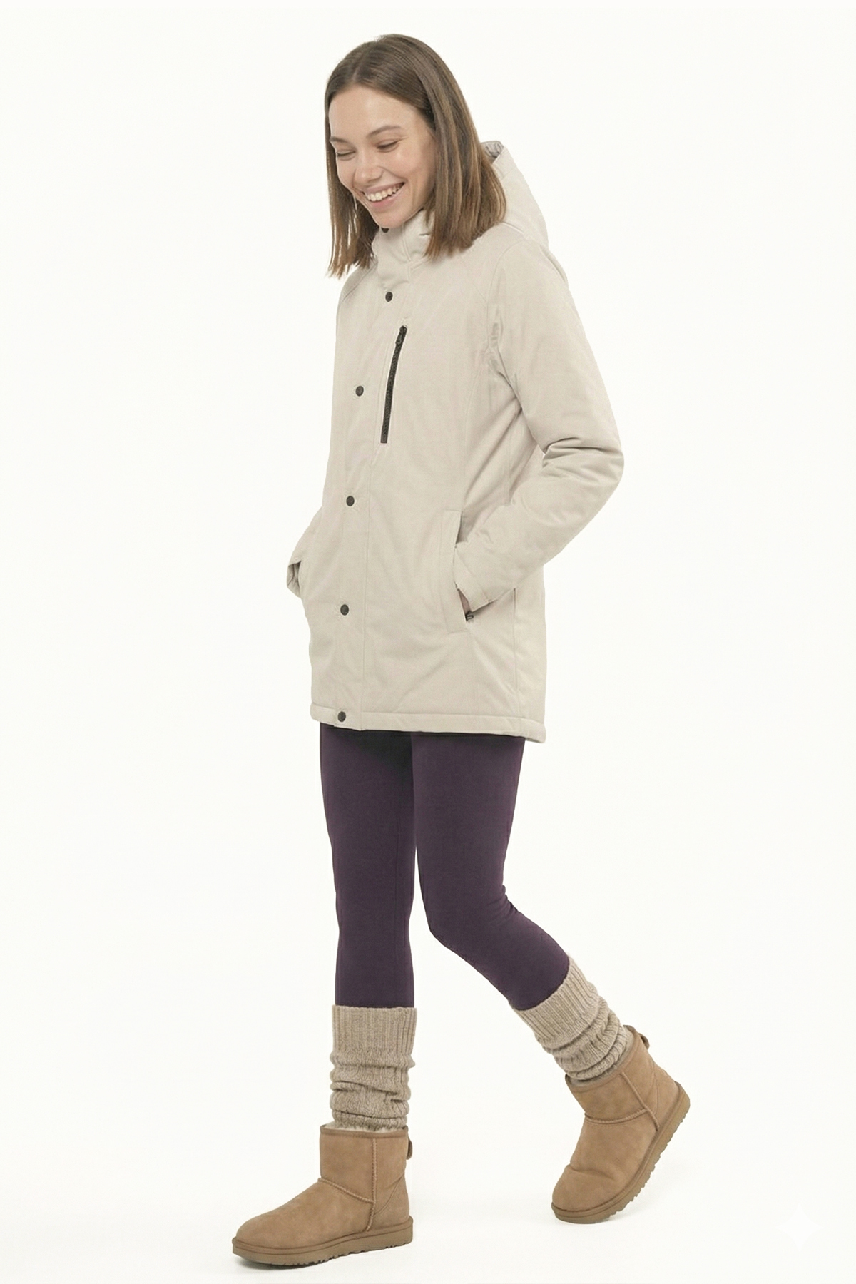 D1fference  Kadın Kışlık Parka Sıcak Tutan Dolgu Kalın İç Astarlı Su İtici Rüzgar Geçirmez Kapüşonlu Parka Mont - Görsel 2