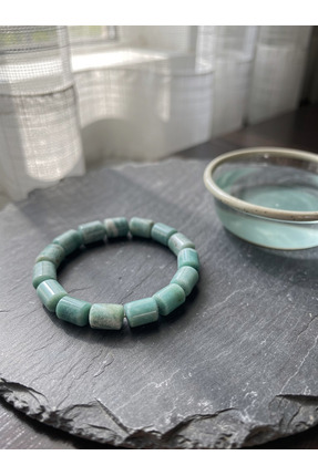 Cunda Doğal Taş Design Amazonit Doğal Taş Bileklik Özel Kesim