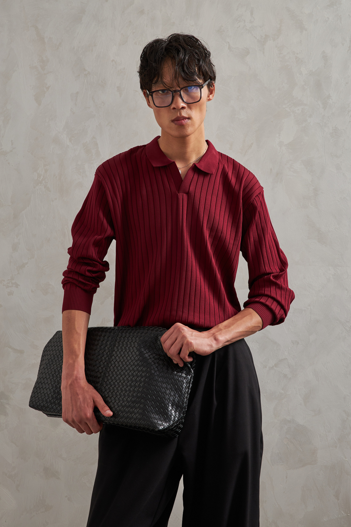 HYMAN  Erkek Polo Yaka Fitilli Oversize Triko Kazak - Görsel 7