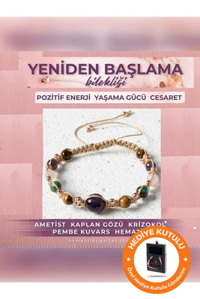 OSMANLI DOĞAL TAŞ Kadın Yeniden Başlama Cesaret Pozitif Enerji Kutulu El Yapı...