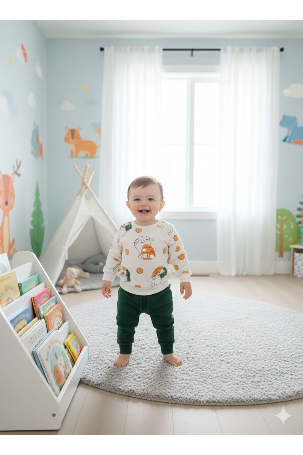 Pırlanta baby Bebek Pamuklu Winnie Baskılı Pijama Takımı - 0-24 Ay