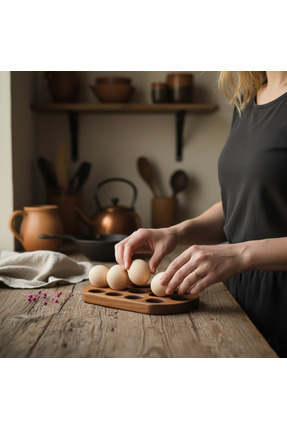 Viyona Home 13’lü Doğal Ahşap Yumurtalık, El Yapımı Mutfak Sunum Ürünü, Organ...