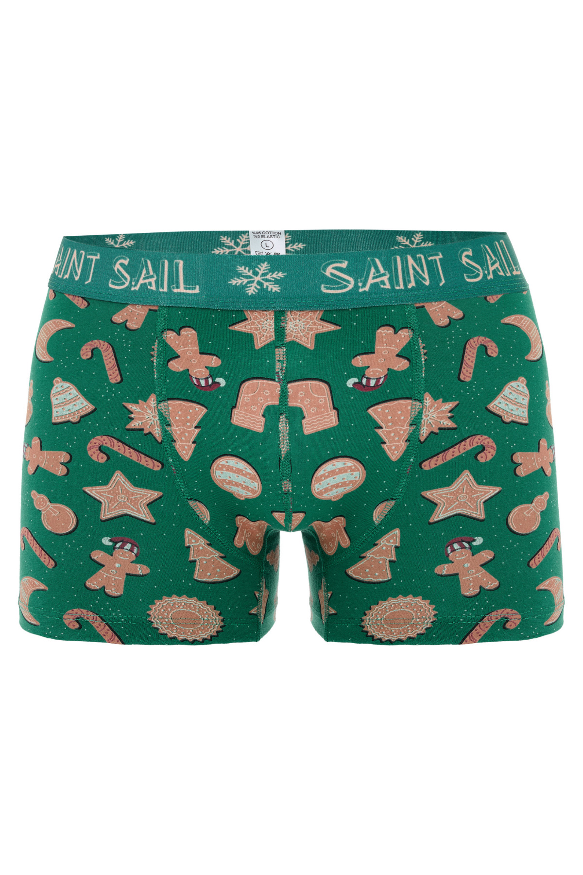 Saint Sail Yılbaşı Temalı Pamuklu Likralı Kumaşlı Baskılı Renkli Desenli Erkek Boxer