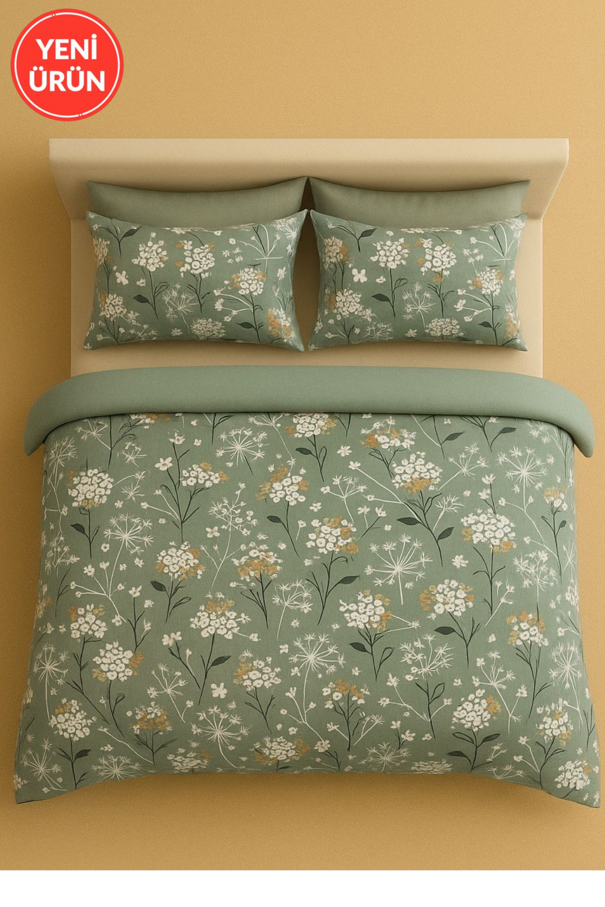 Sheri Home KIRÇİÇEK MODEL Çift Kişilik Nevresim (Yorgan Kılıfı+2 Adet Yastık Kılıfı)8886567