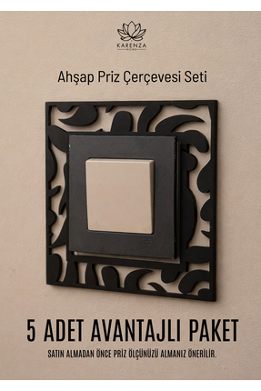 Karenza Home Dekoratif Desenli Priz Çerçevesi – Ahşap Duvar ve Priz Süsü Seti...