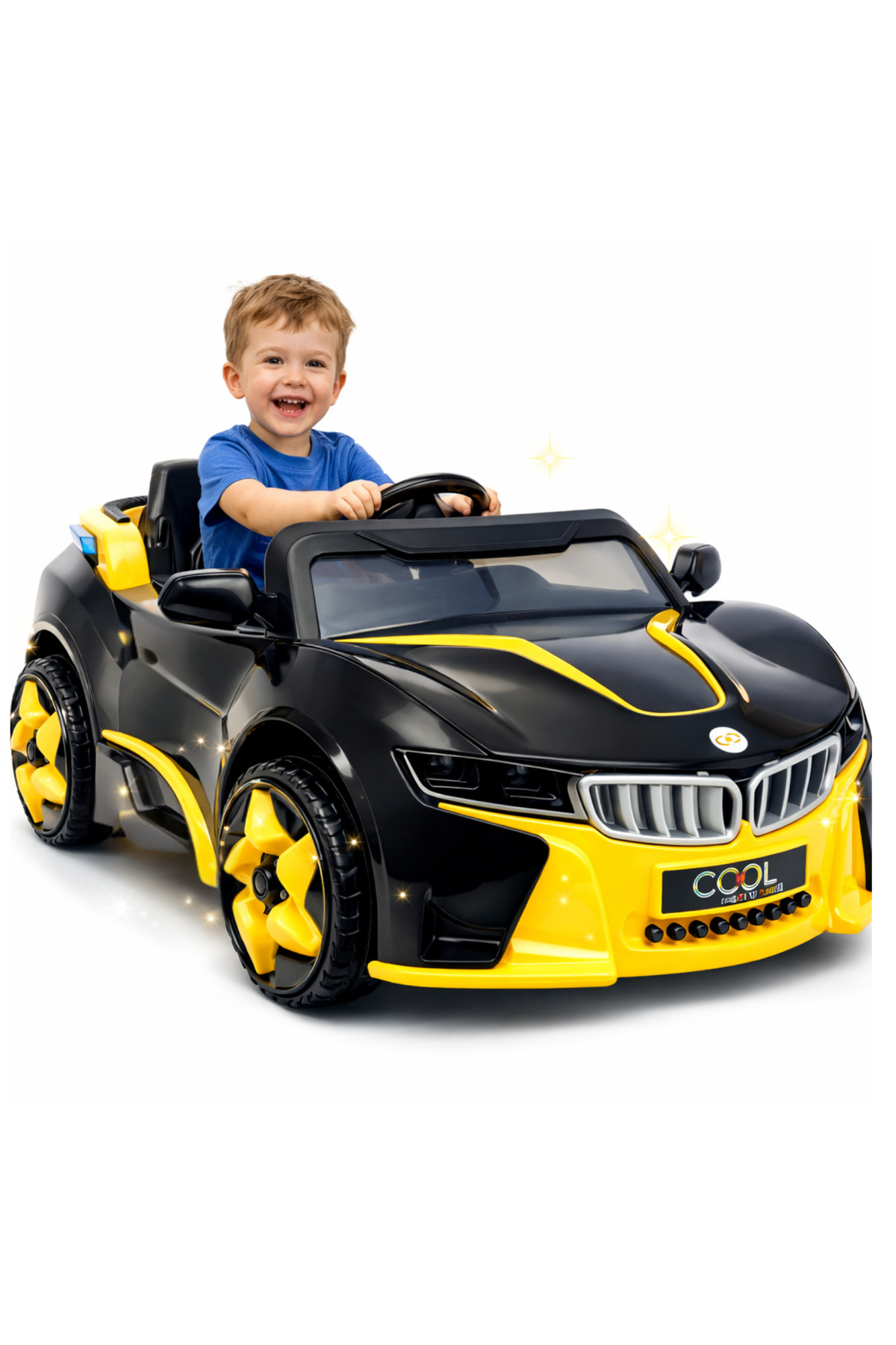 Furkan Oyuncak Cool Motors 12V Nodar Akülü Araba(Siyah-Sarı) - Çift Kişilik