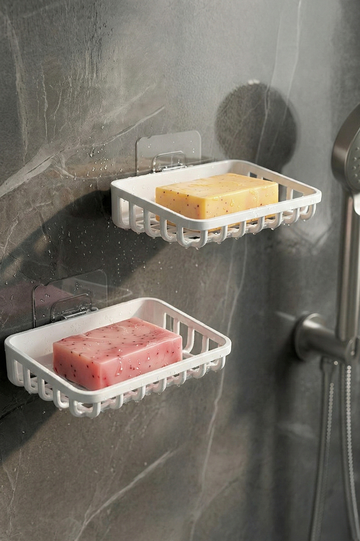 ATA HOME 2'li Set Yapışkanlı Banyo Sabunluk, Katı Sabun Tutacağı, Lavabo Mutfak Katı Sabunluk Süngerlik Siyah