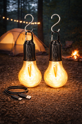 Kyrotech 2 Adet Şarjlı Kamp Lambası, 3 MOD, S Kancalı, Bahçe Aydınlatma Led B...