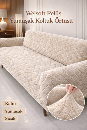 coverbox Yumuşacık Welsoft Lastikli 3 Kişilik Koltuk Örtüsü Kaymaz Esnek ve Y...