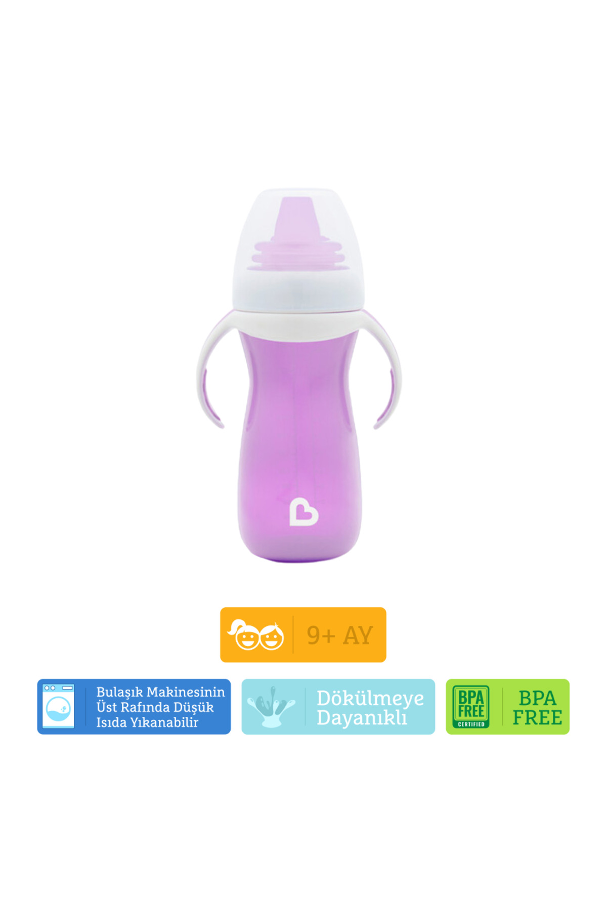 Munchkin Duyarlı Geçiş Bardağı | 9 Ay+ Bebekler İçin | 296 ml|Sızdırmaz & Kolay Tutulan Tasarım |Mor fotoğrafı 5 (önizleme)