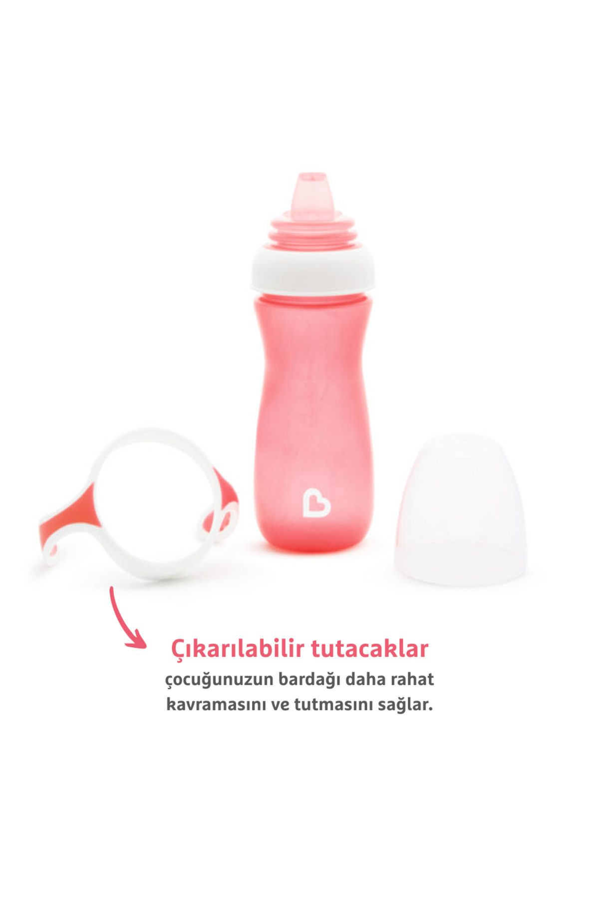 Munchkin Duyarlı Geçiş Bardağı | 9 Ay+ Bebekler İçin|296 ml |Sızdırmaz & Kolay Tutulan Tasarım|Pembe fotoğrafı 4 (önizleme)