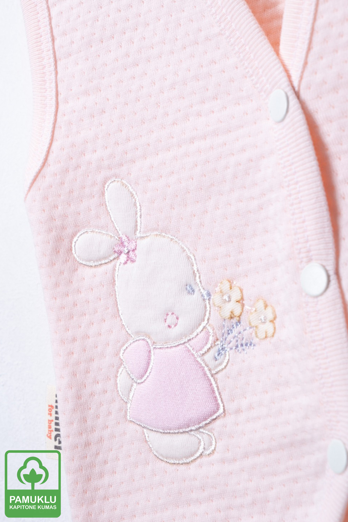 Miniel Kız Bebek Çiçekli Ayıcık Nakışlı Organik Pamuklu 3-6-9 Ay 2li Kapitone Bebek Yelek fotoğrafı 3 (önizleme)