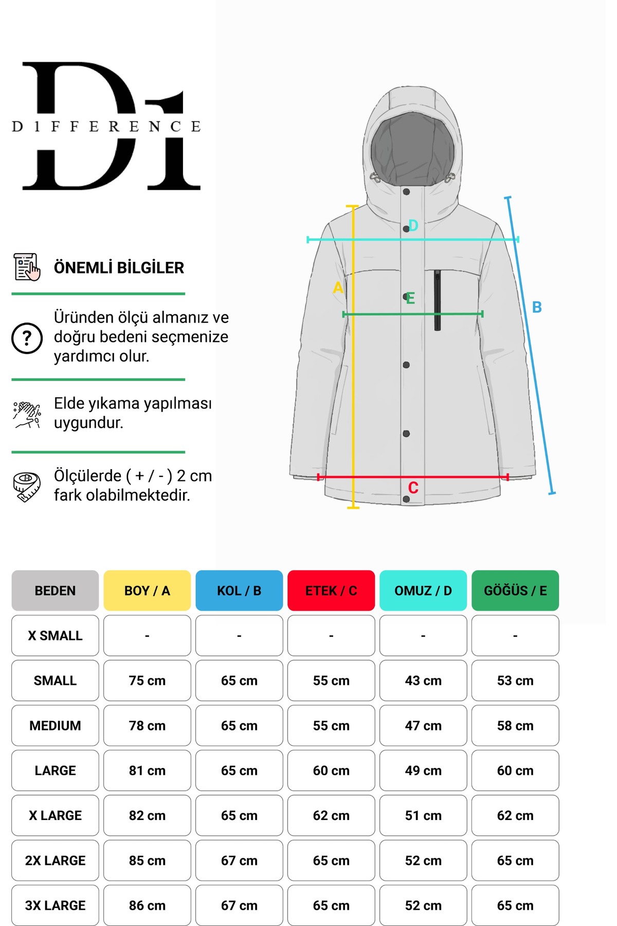 D1fference  Kadın Kışlık Parka Sıcak Tutan Dolgu Kalın İç Astarlı Su İtici Rüzgar Geçirmez Kapüşonlu Parka Mont - Görsel 7