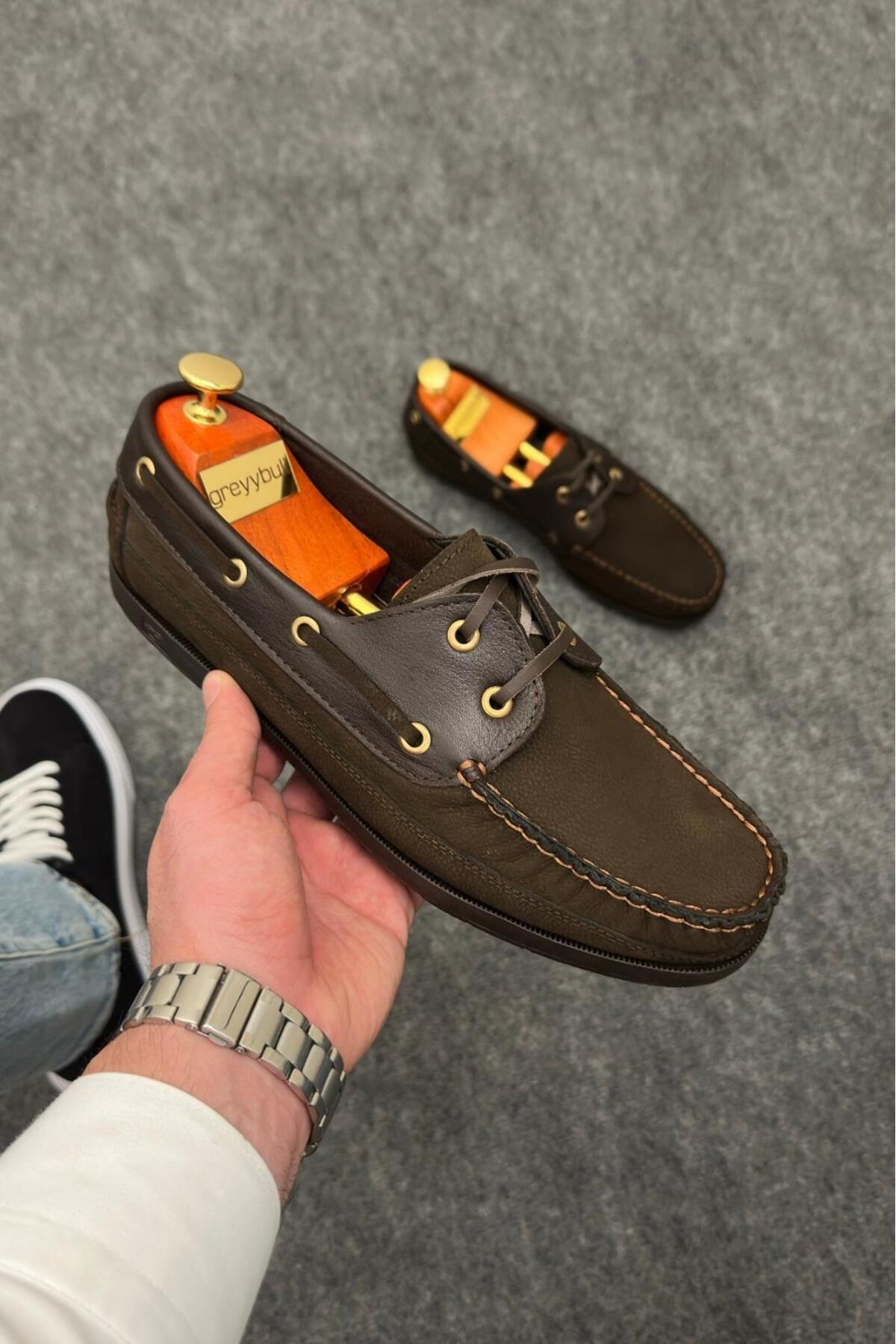 Greyybull Shoes kahve nubuk kahve deri -nubuk deri kokulu taban yazlık loafer ayakkabı görsel 4