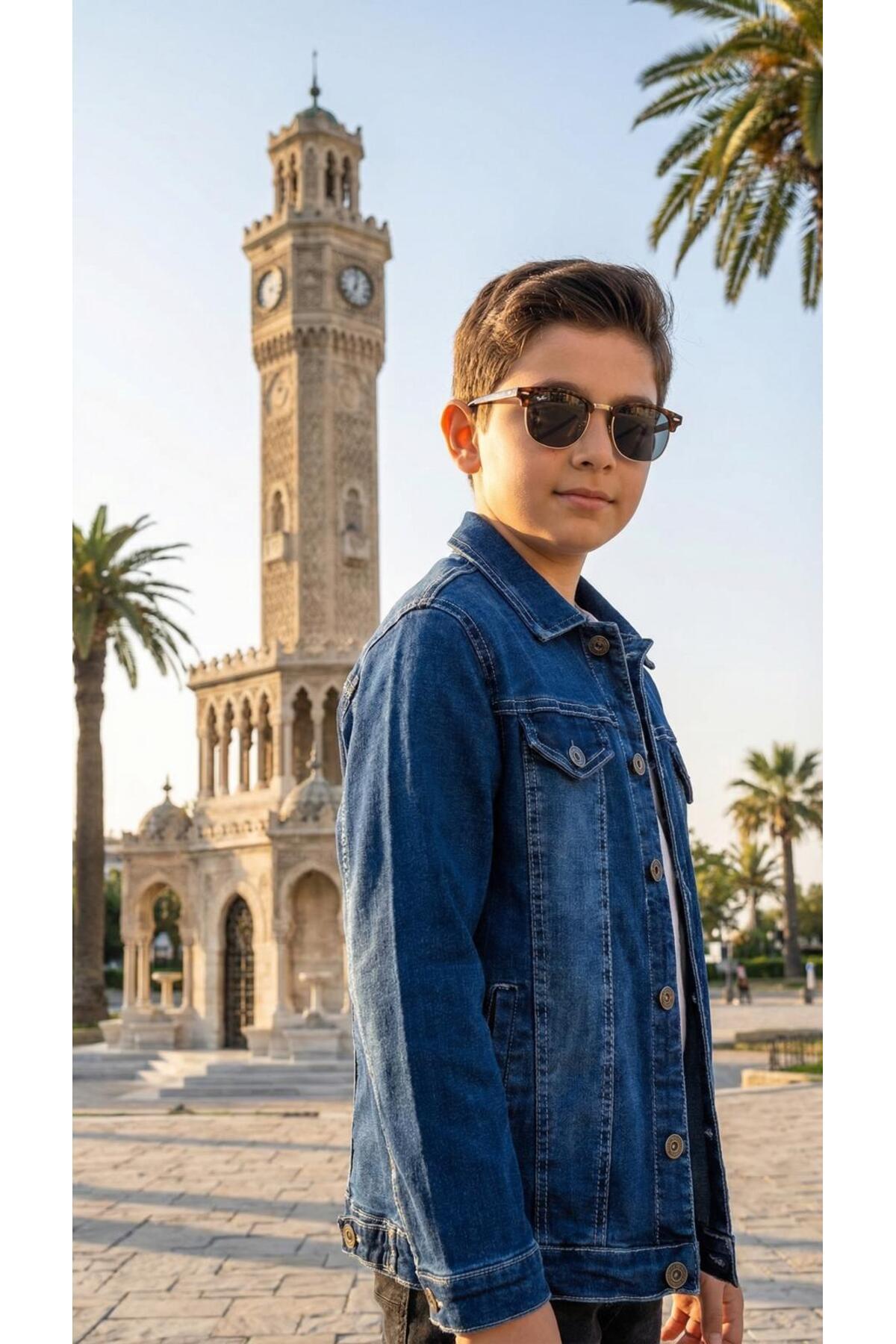 Esterella  unisex çocuk kot ceket / çift cepli çocuk denim ceket - Görsel 4