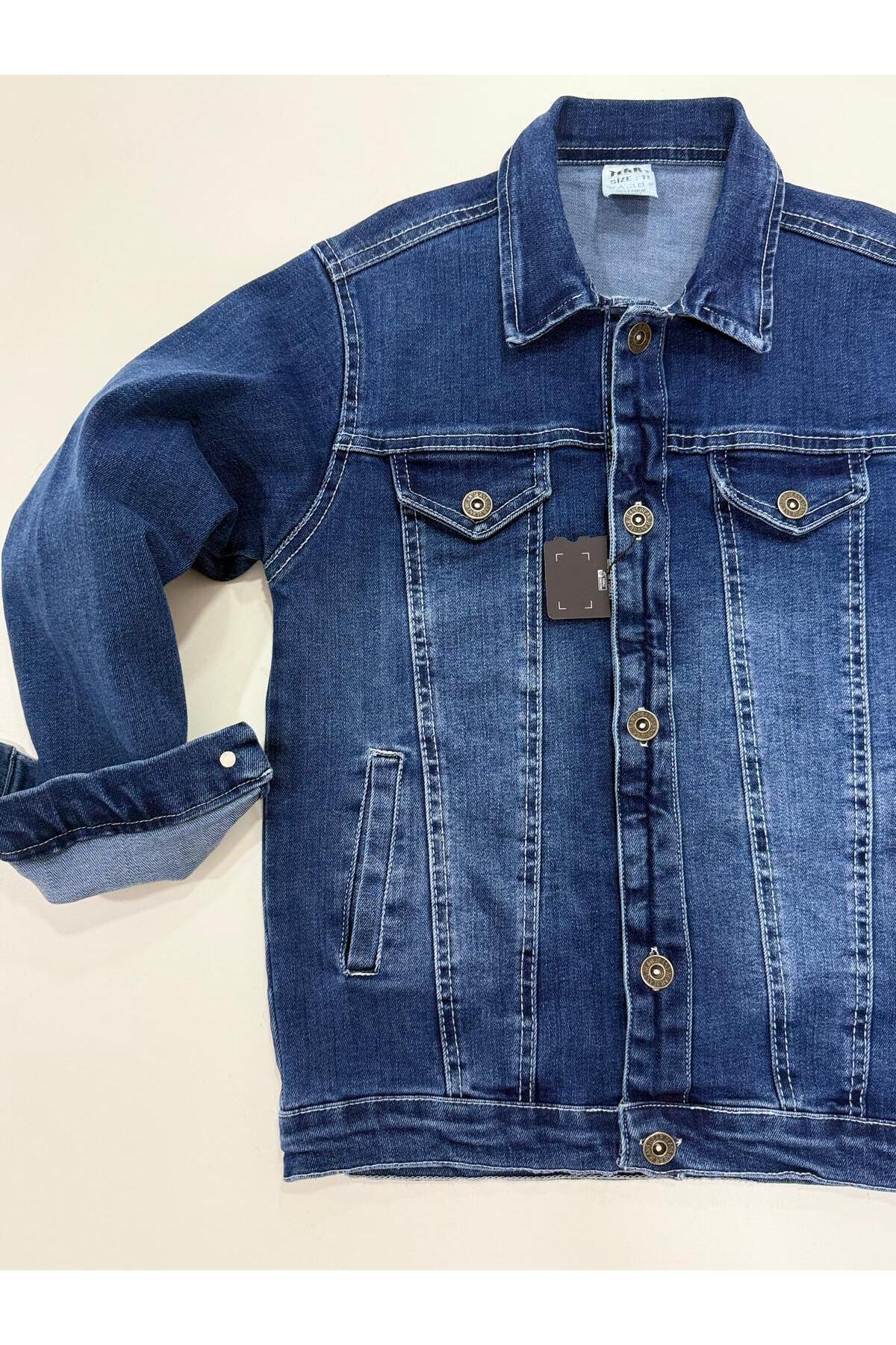 Esterella  unisex çocuk kot ceket / çift cepli çocuk denim ceket - Görsel 7