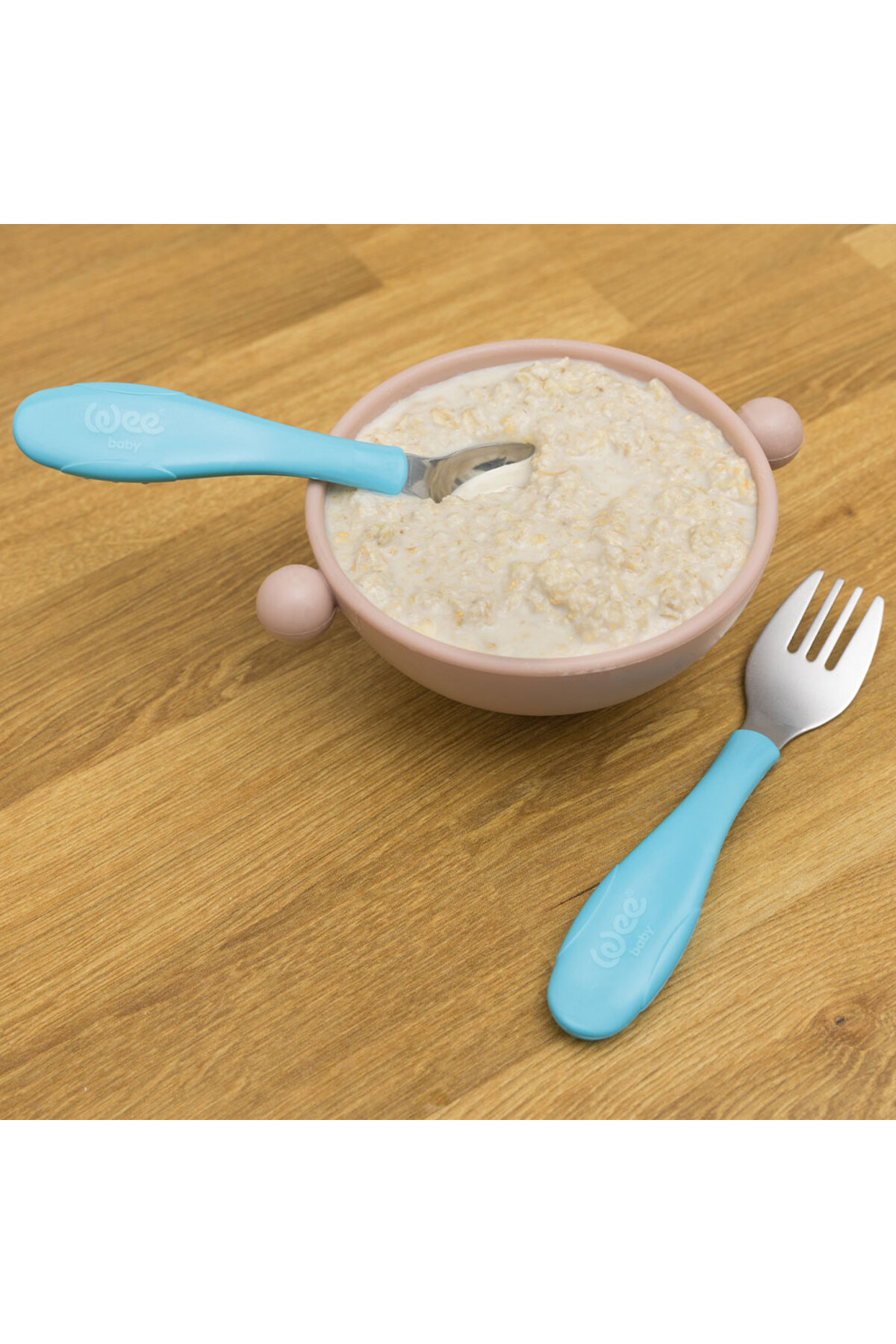 Wee Baby Paslanmaz Çelik Kaşık Çatal Seti - Mavi fotoğrafı 5 (önizleme)