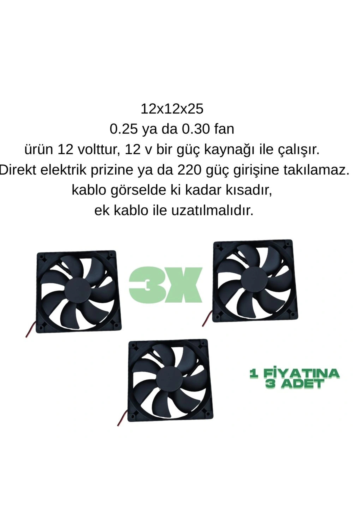 Evonest 3 adet fiyatıdrı. 12V 0.25A DC Kuluçka Makinesi Fanı | 12x12x2.5 cm