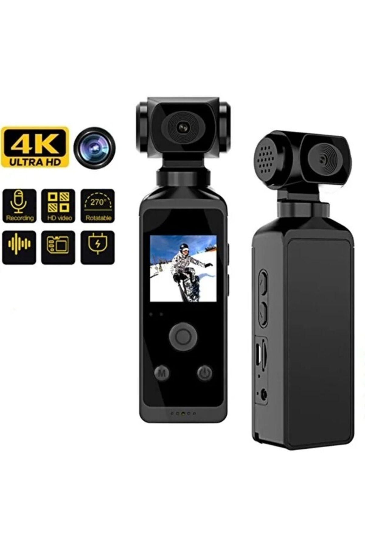 TEKNOKUTUM K850H 4K Kameralı 3 Eksen Gimbal Sabitleyici Video Kaydedici 1,3 Inç LCD Ekran 16MP
