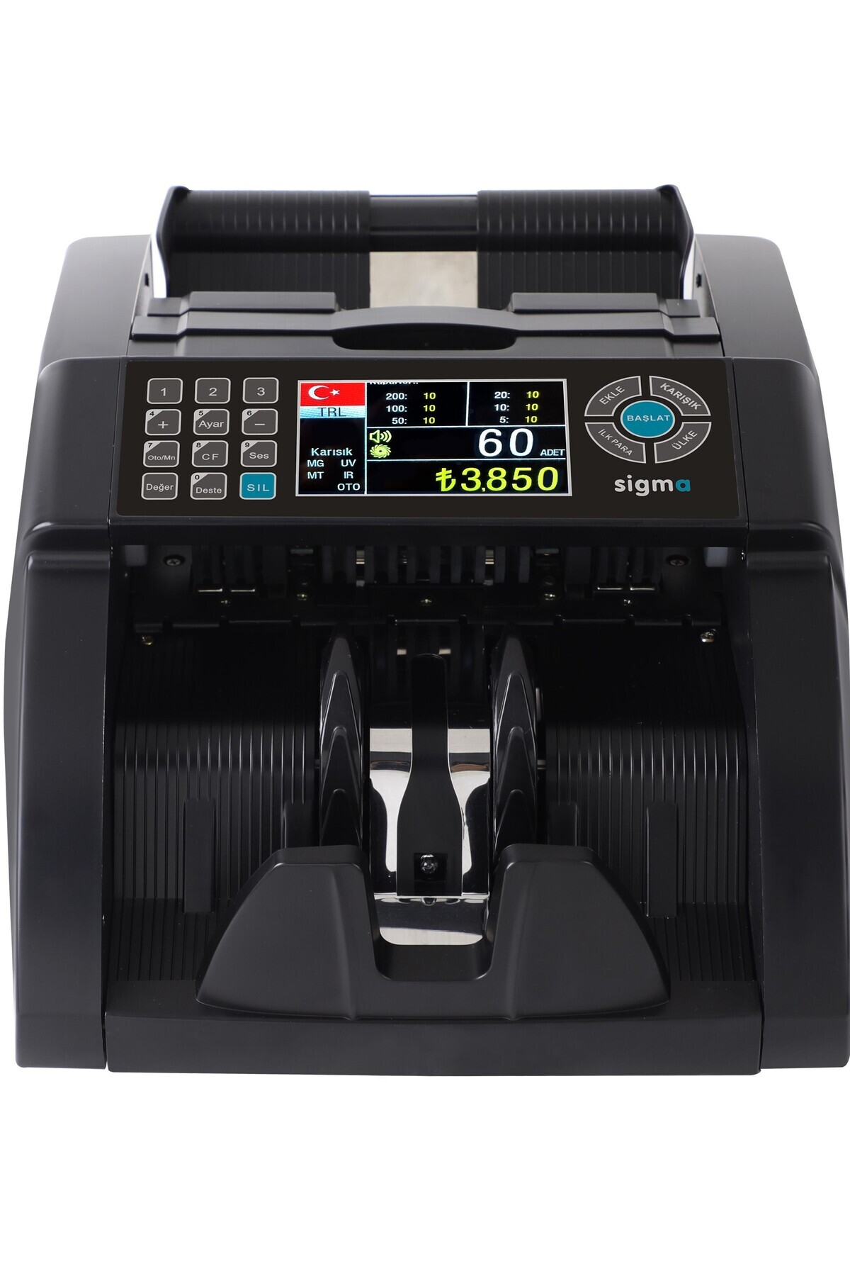Sigma Sc8520 Karışık Para Sayma Makinesi, Tl Ve Euro Karışık Sayım - Dolar Adet Sayım Müşteri Ekranı