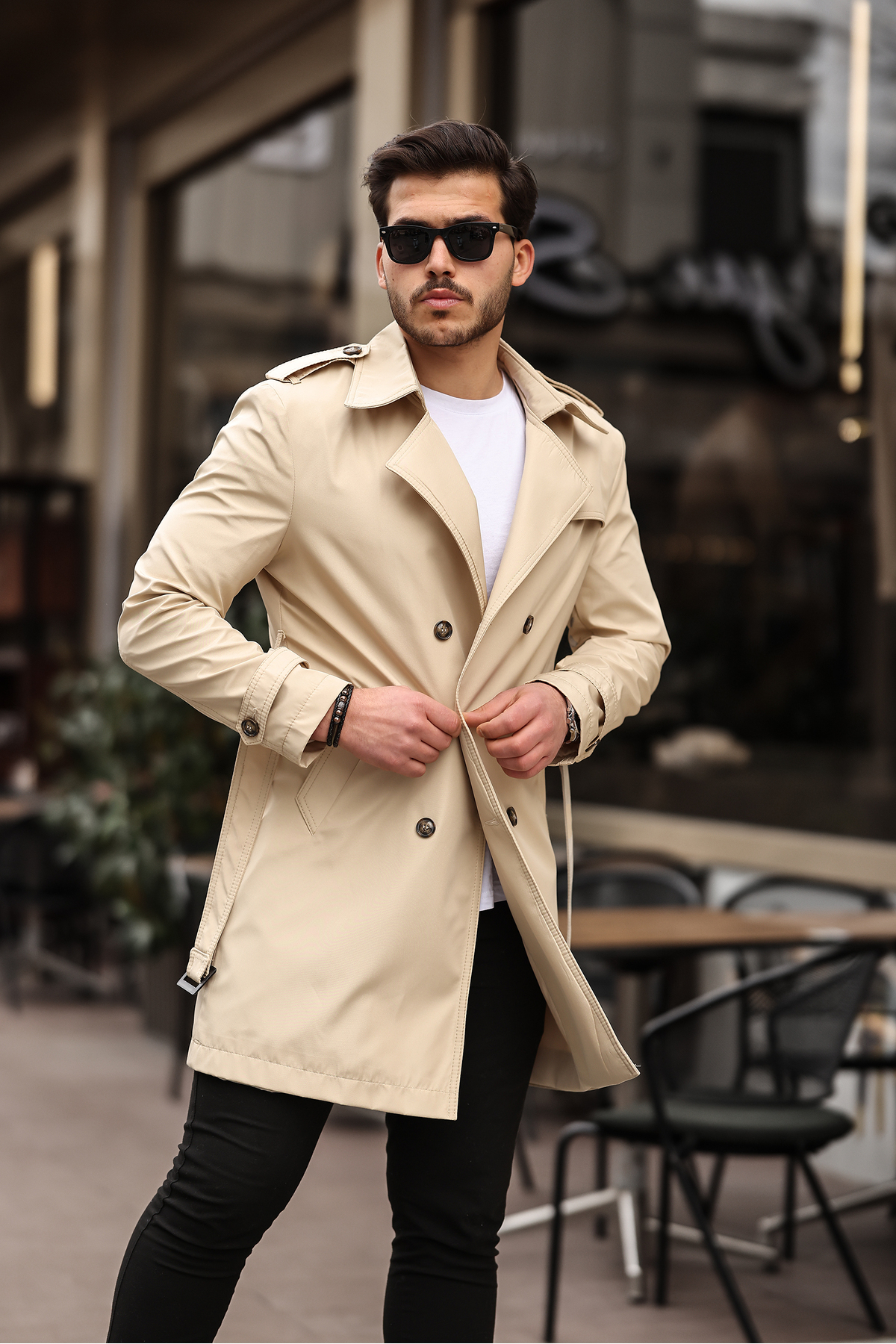 BASEL.CO  Apoletli Kemerli Trençkot - Görsel 4