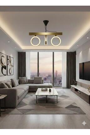 BİAVİZE 3'LÜ GOLD RENK SİMİT KRİSTAL AVİZE