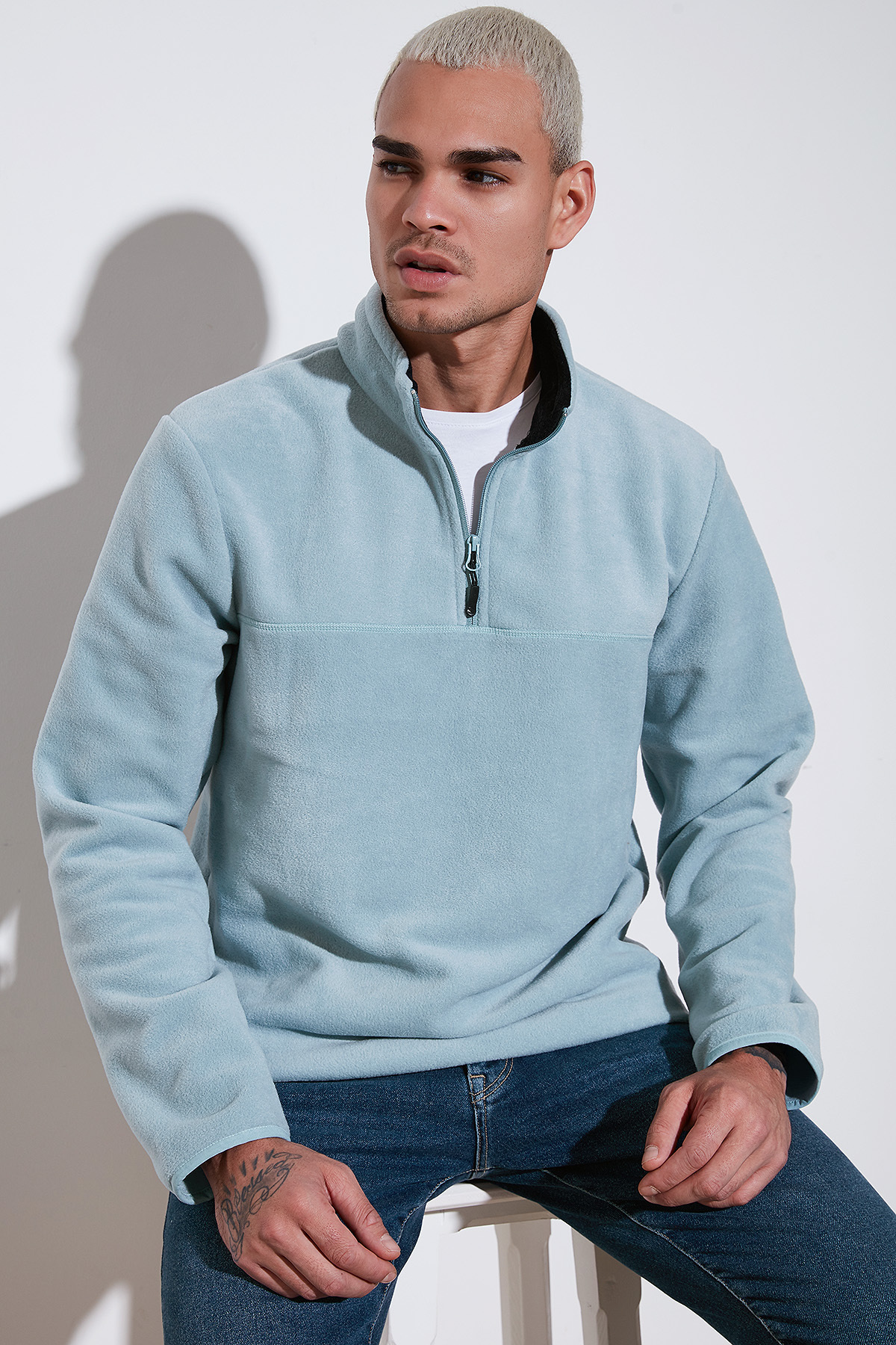 Buratti  Regular Fit Anti-Pilling Tüylenme Yapmayan Dik Yaka Soğuk Geçirmez Şardonlu Polar Erkek POLA - Görsel 3