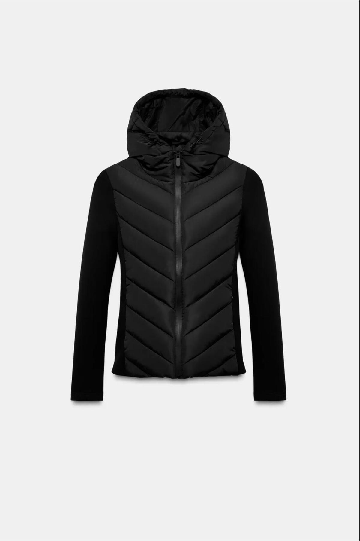 nathia outdoors  Siyah Kapüşonlu Şişme Mont Kışlık Slim Fit Rüzgar Geçirmez Fermuarlı Kadın Mont Range Rover Mom - Görsel 7
