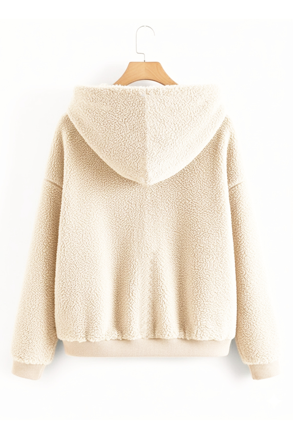 Boi Kadın Peluş Oversize Kışlık Fermuarlı Kapşonlu Peluş Hırka- Premium Kalite Kalın Fermuarlı Sweat görsel 2